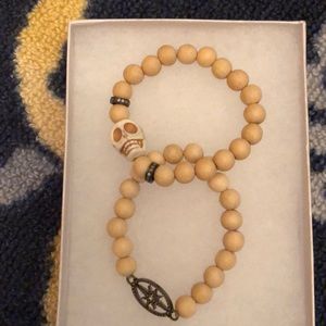 Wood bead with diamond accent bracelets